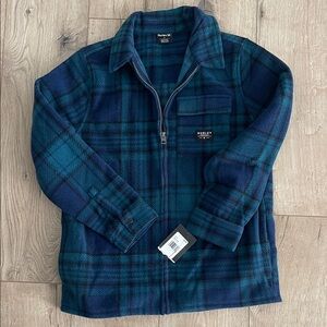 Hurley Kids Teal and Navy Plaid Hoodie